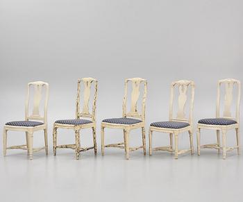 An assembled suite of 10 Transitional chairs, Stockholm, later part of the 18th century.