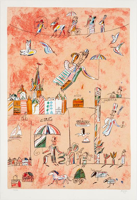 MADELEINE PYK, färglitografi,  signerad och numrerad 122/380.