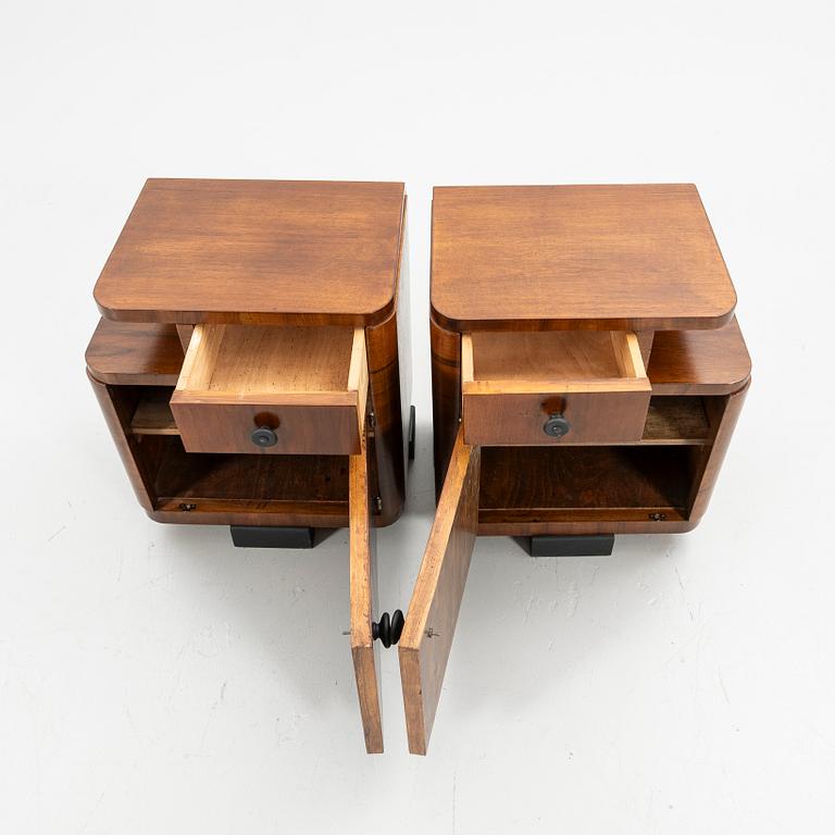 Nightstands, a pair, Art Deco, first half of the 20th century.