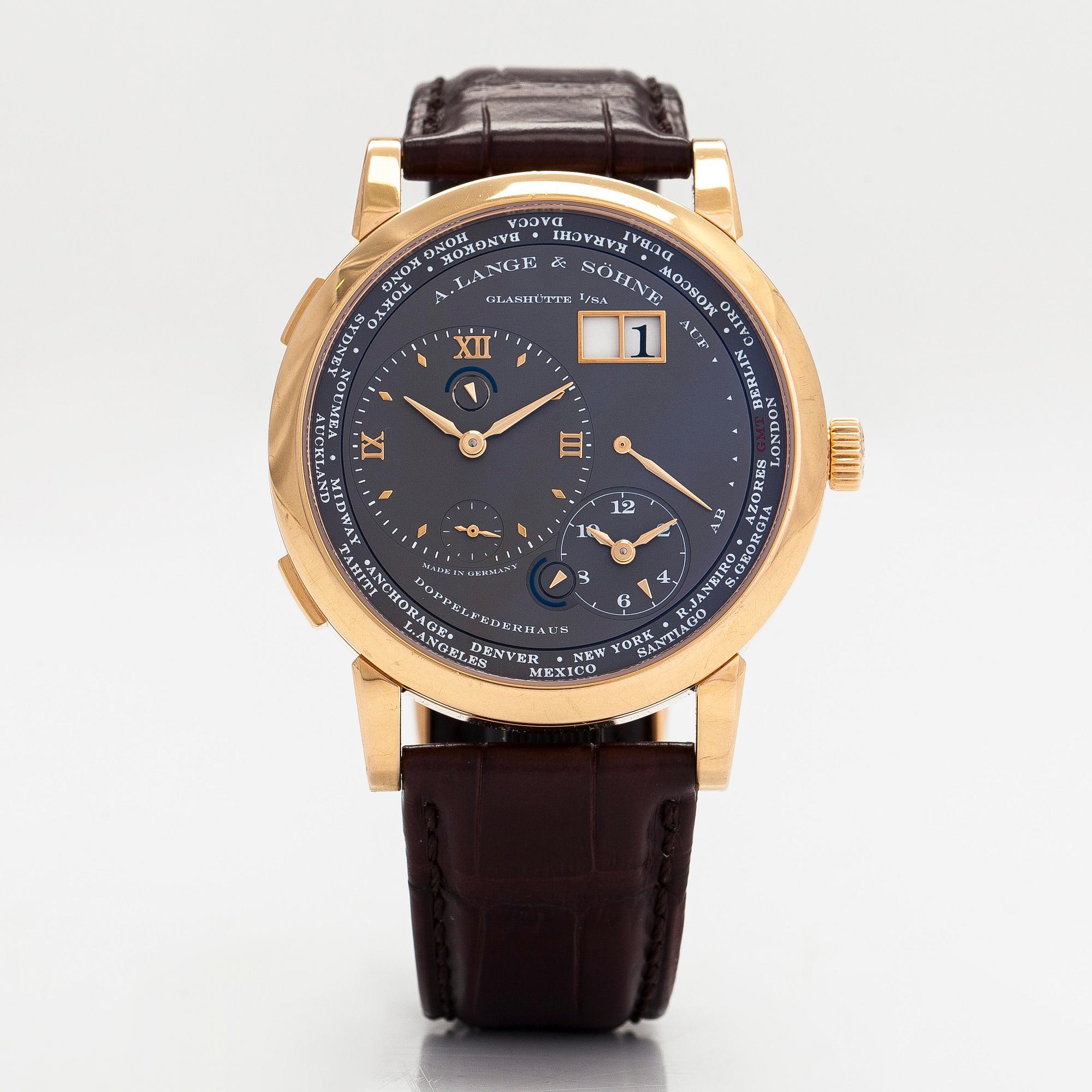 A. Lange & Söhne, Lange 1 Time Zone, wristwatch, 42 mm.