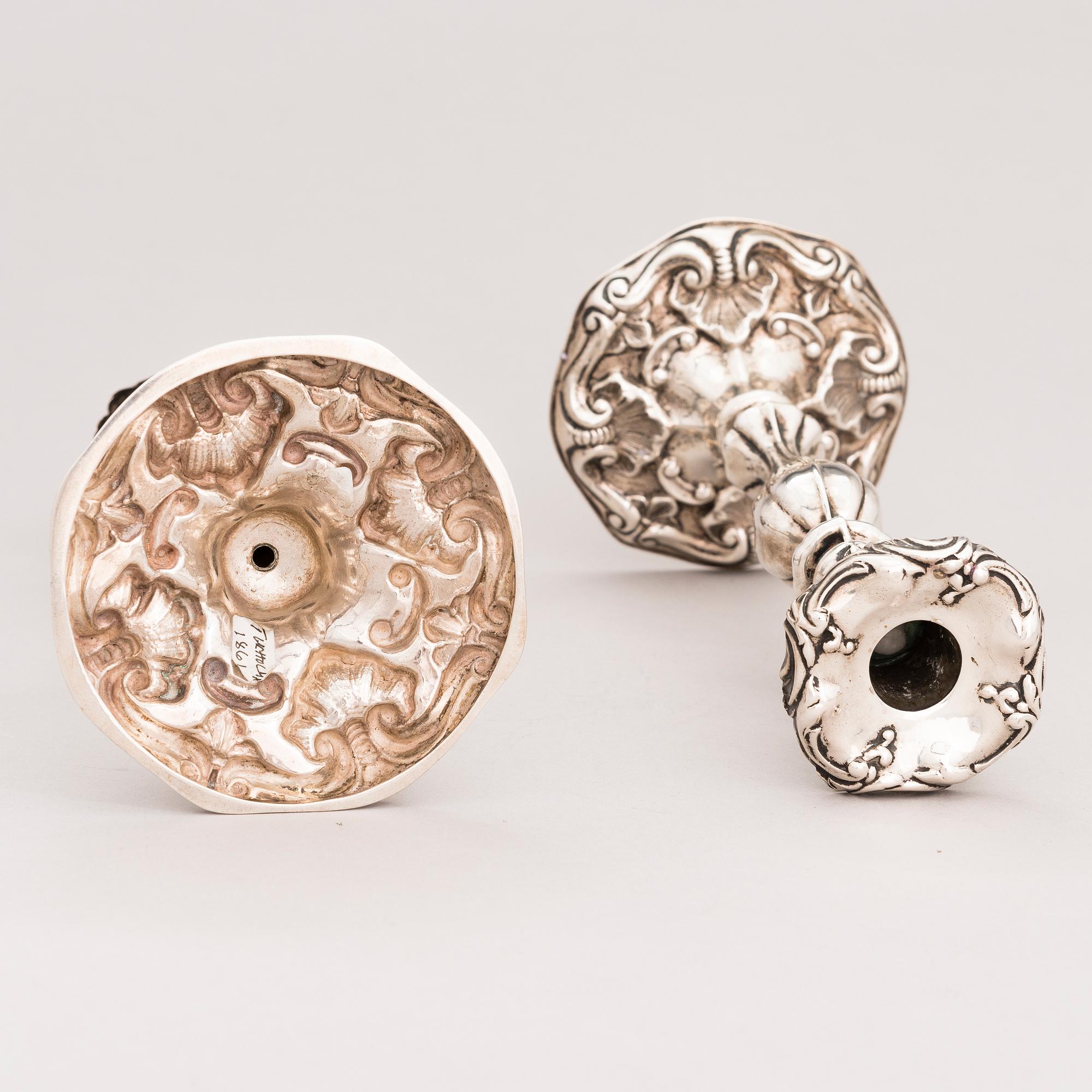 A pair of silver candlesticks, Stockholm 1861.