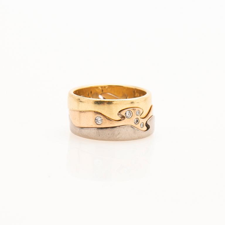 Georg Jensen, ring, 3 delar, "fusion", 18k guld med briljanter, Danmark.