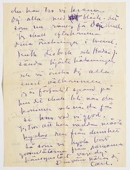 BREV från Carl Kylberg i Stockholm till GAN (Gösta Adrian-Nilsson) i Lund. Daterat "Datum obekant 1931".