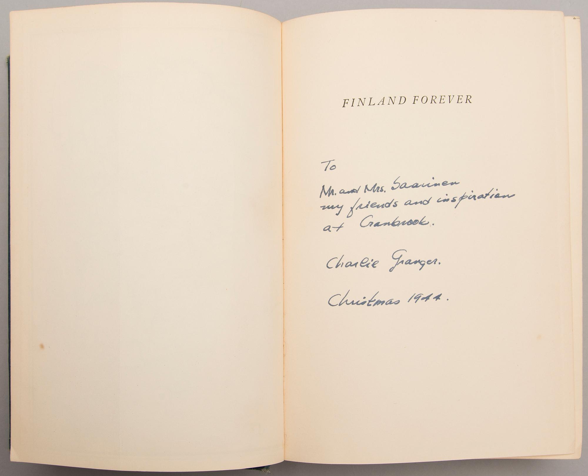 Four books of which two with Loja och Eliel Saarinen's Ex-Libris by Erik O.W. Ehrström, two given as gifts to Saarinen.