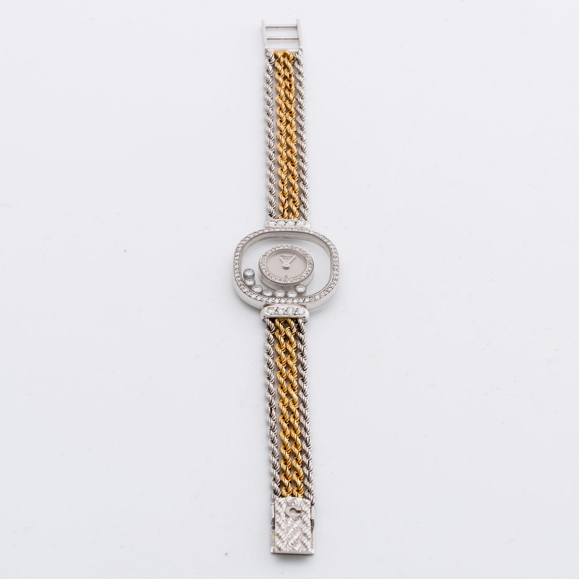 CHOPARD WRISTWATCH, 18K gold and whitegold, brilliant and single-cut diamonds 1,18 ct in total, 22 mm, quartz movement.
