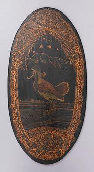 VÄGGPANEL, målad dekor, möjligen Ryssland, 1800-/1900-tal.