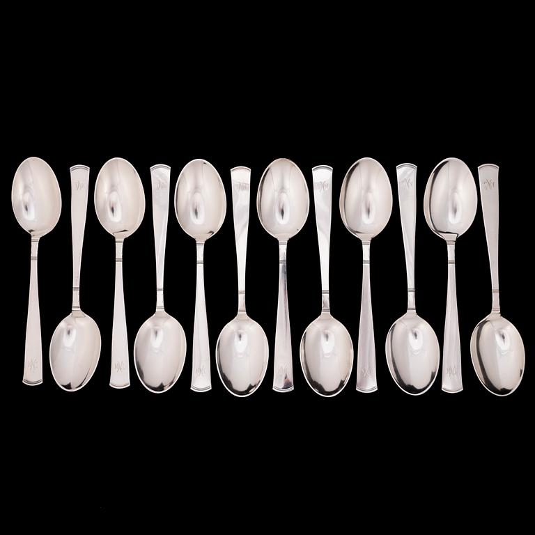 JACOB ÄNGMAN, a 102-piece silver cutlery set 'Rosenholm' for GAB Stockholm 1937.