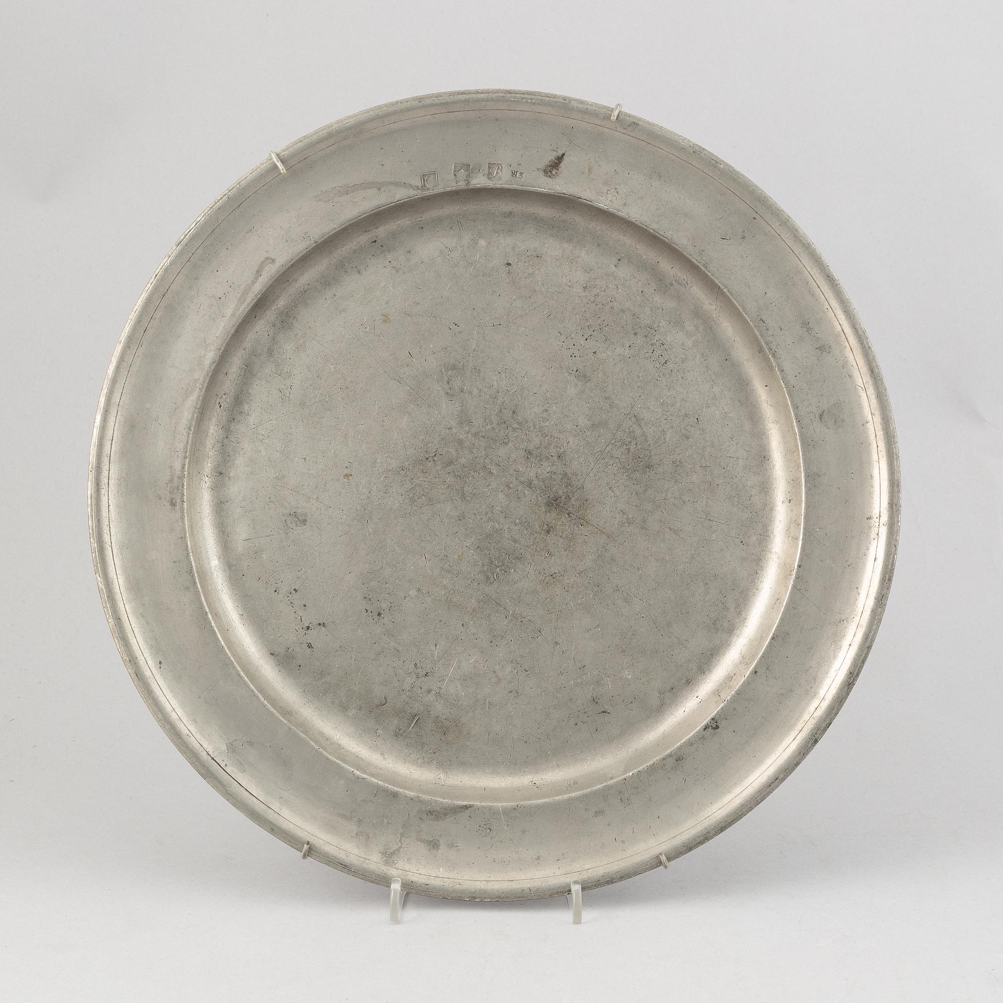 A group of six pewter dishes, different makers mark, most early 19th Century, Swedish/English.