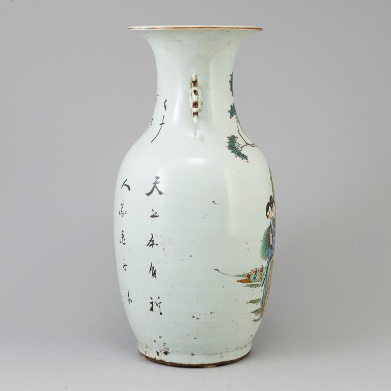 A Chinese famille rose figural porcelain vase, early 20th century.