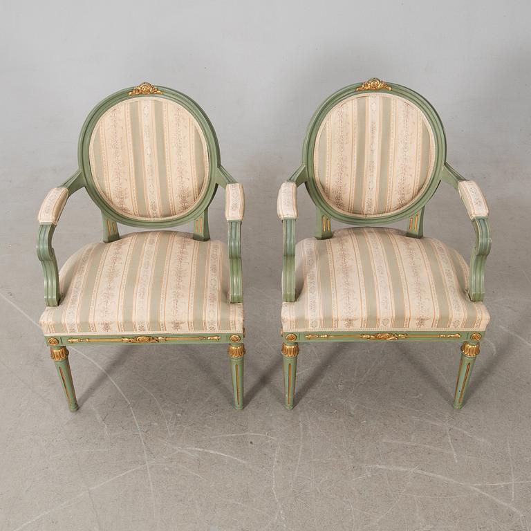 Salon group, 7 dlrs Gustavian style, first half of the 20th century.