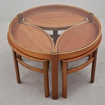 SOFFBORD samt PALLAR, 4 delar, Nathan Furniture, England, 1960-tal.