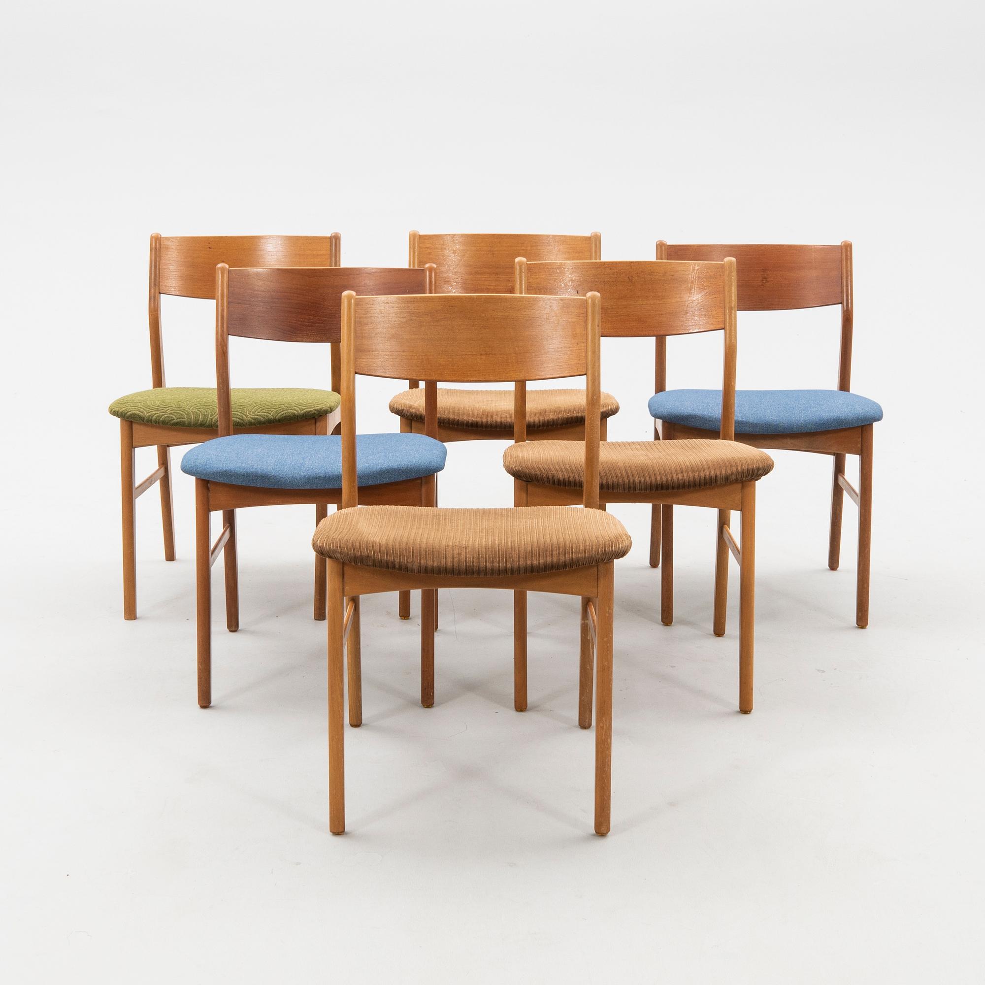 Stolar 6 st snarlika Farstrup Danmark 1960-tal.