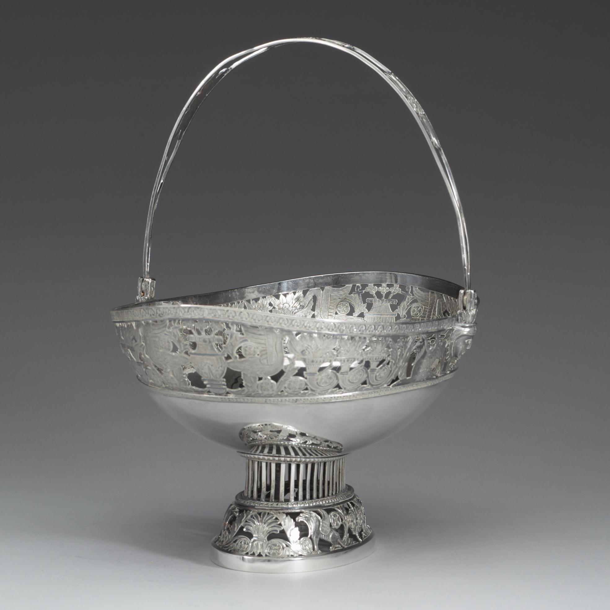 A Swedish 19th century silver basket, marks of Anders Lundqvist, Stockholm 1826.