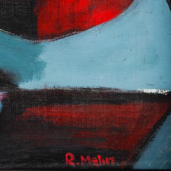 ROBERT MELIN, triptyk, olja på duk. Sign.