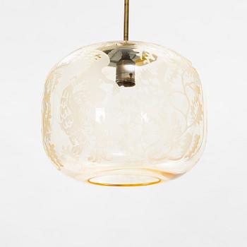 A Swedish Modern etched-glass ceiling light, 1940's.