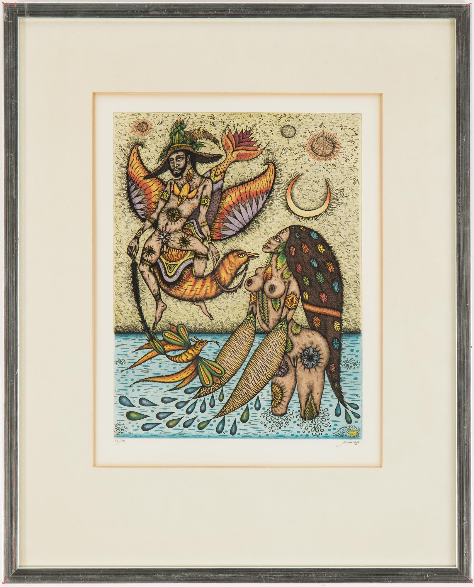 GERALD STEFFE, handkolorerad etsning, signerad och numrerad 25/110.