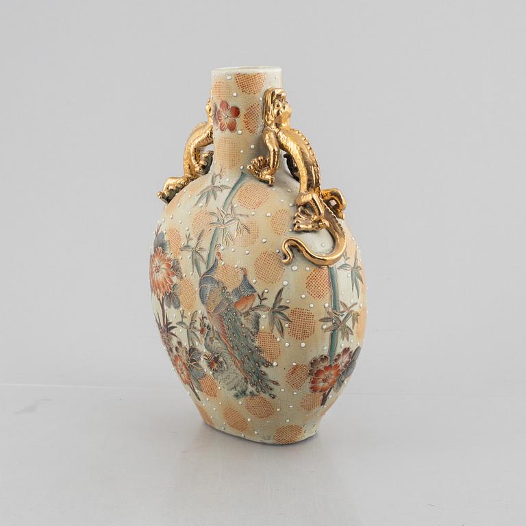 A Satsuma-ware porcelain vase/moon flask, Japan, 1960's/70's.