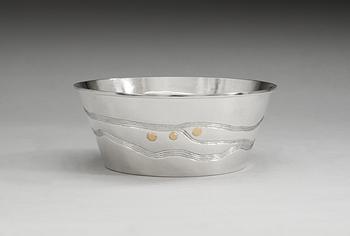 A Rolf Karlsson sterling bowl with dots of gold, Grillby 1988.