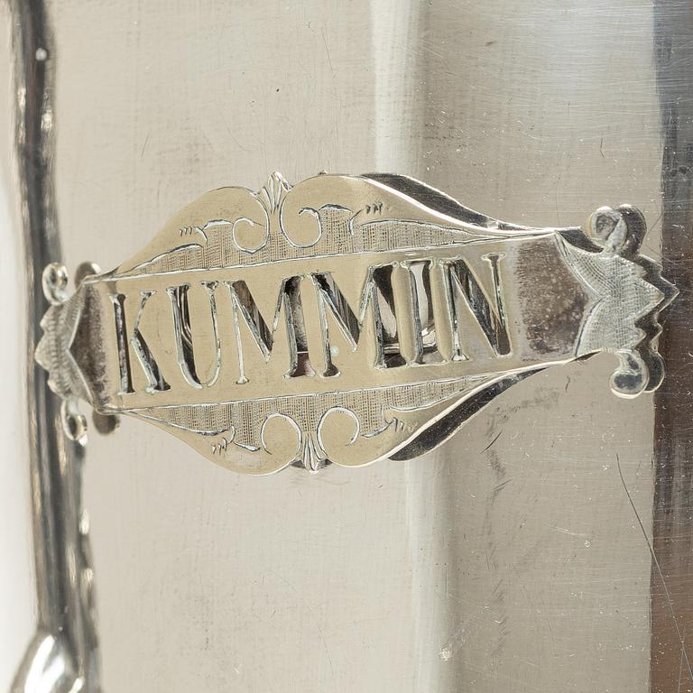 Brännvinscistern, nysilver, DA Kjernås Nysilfverfabrik, Göteborg.