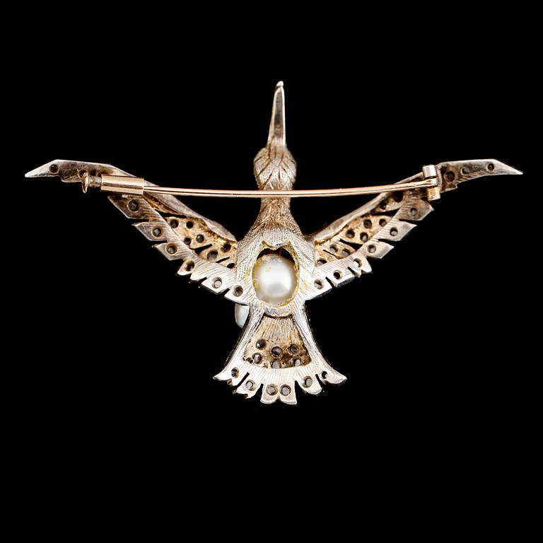BROSCH, silver, rosenslipade diamanter, 1900-talets första hälft.