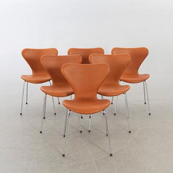 Arne Jacobsen, stolar, 6 st, "Sjuan", Fritz Hansen, Danmark.