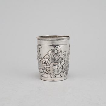 A Russian 18th century silver beaker AND an 18th century silver beaker, unmarked.