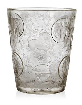 A Vera Lisková cut and engraved glass 'Zodiac Beaker', Kamenický Senov, circa 1947-48.