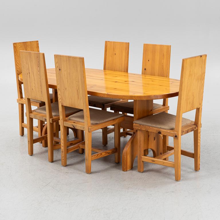 Göran Malmvall, a set of six chairs, Karl Andersson & Söner and a table, second half of the 20th Century.