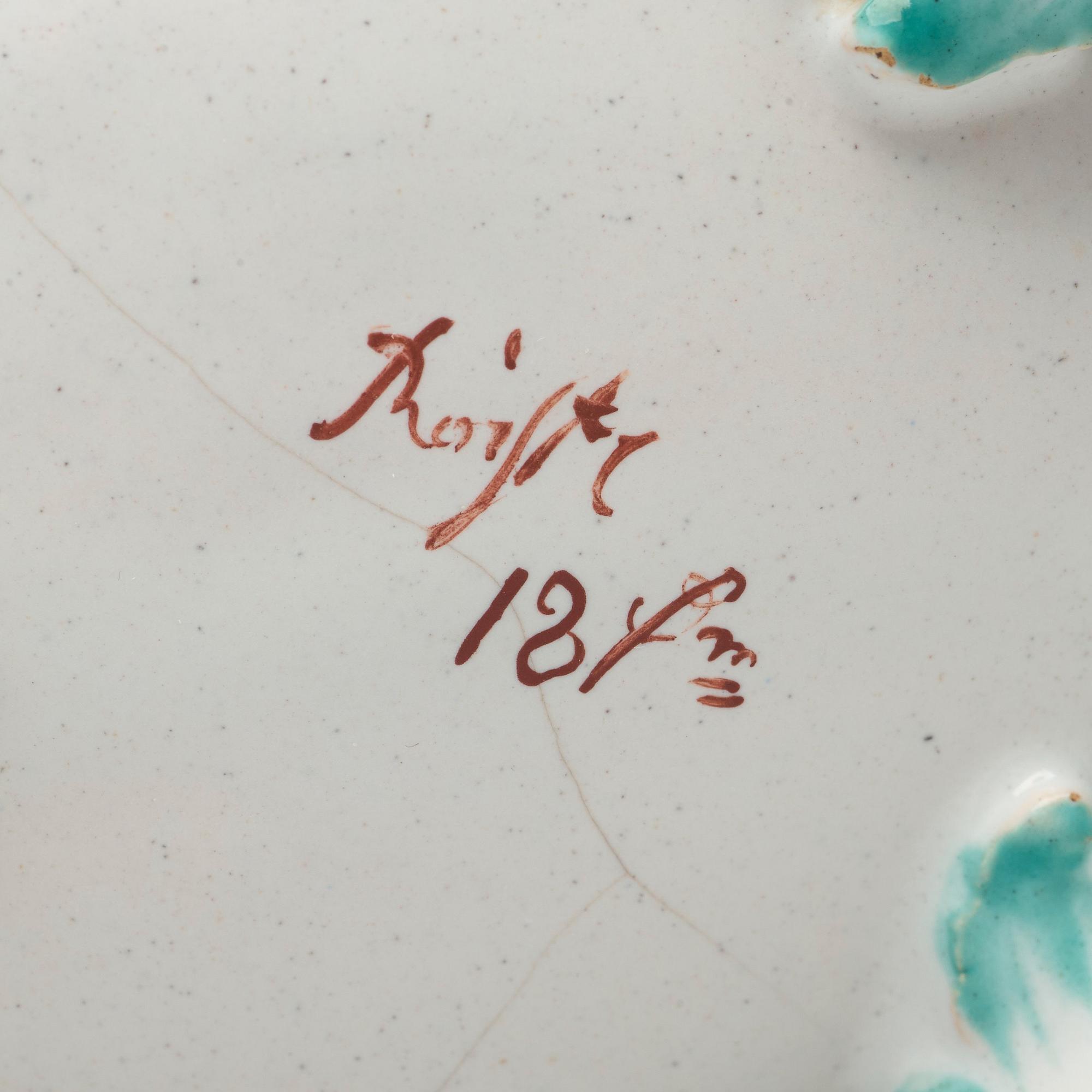 A Swedish faience Rörstrand sauce boat, 18th Century.