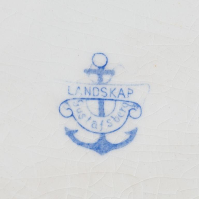 Terrin med lock "Landskap" Gustavsberg tidigt 1900-tal porslin.