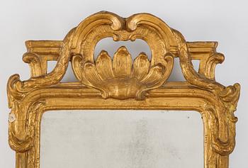 A Transition Rococo/Gustavian 18th century mirror by Johan Åkerblad (master in Stockholm 1758-1799).