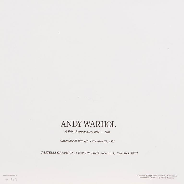 ANDY WARHOL, "MARILYN (ANNOUNCEMENT)".