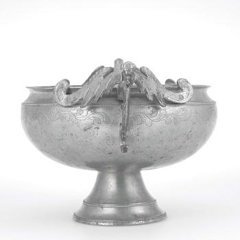 BRÄNNVINSSKÅL, tenn, Gottlob Friedrich Bauman, verksam 1789-1826(31) Hudiksvall.