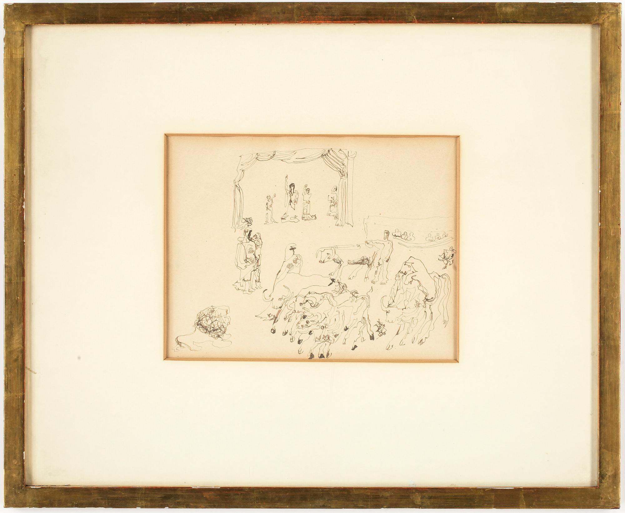 CARL FREDRIK HILL, tuschteckning, ej signerad.