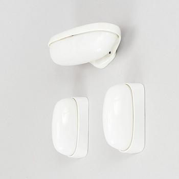 Wilhelm Wagenfeld, a set of three glass and ceramic bathroom lights, Lindner Keramik, Bamberg.