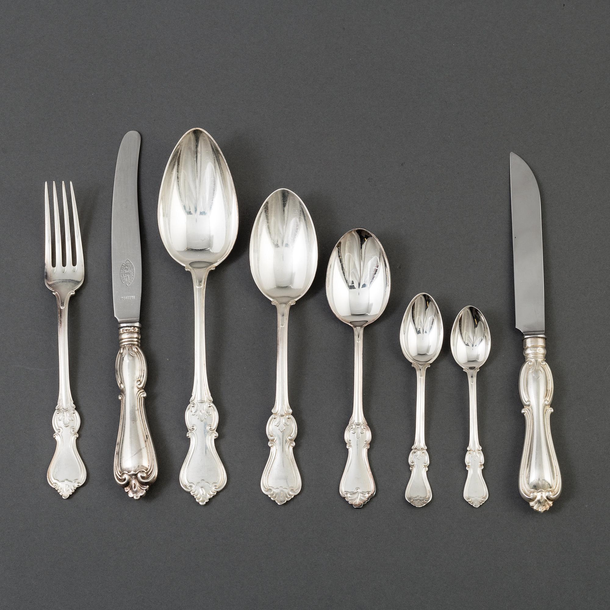A set of 75 pieces model "Olga" silver flatware, including GAB  Stockholm, 20th century.