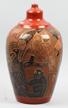 VAS/BORDSLAMPFOT, lergods, Nicaraqua, sign. Norwin Bracamonte Pavon.