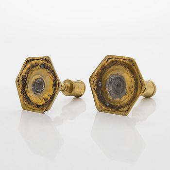 A pair of candle holders, so-called taper sticks, Flanders/Spain, late 17th century.