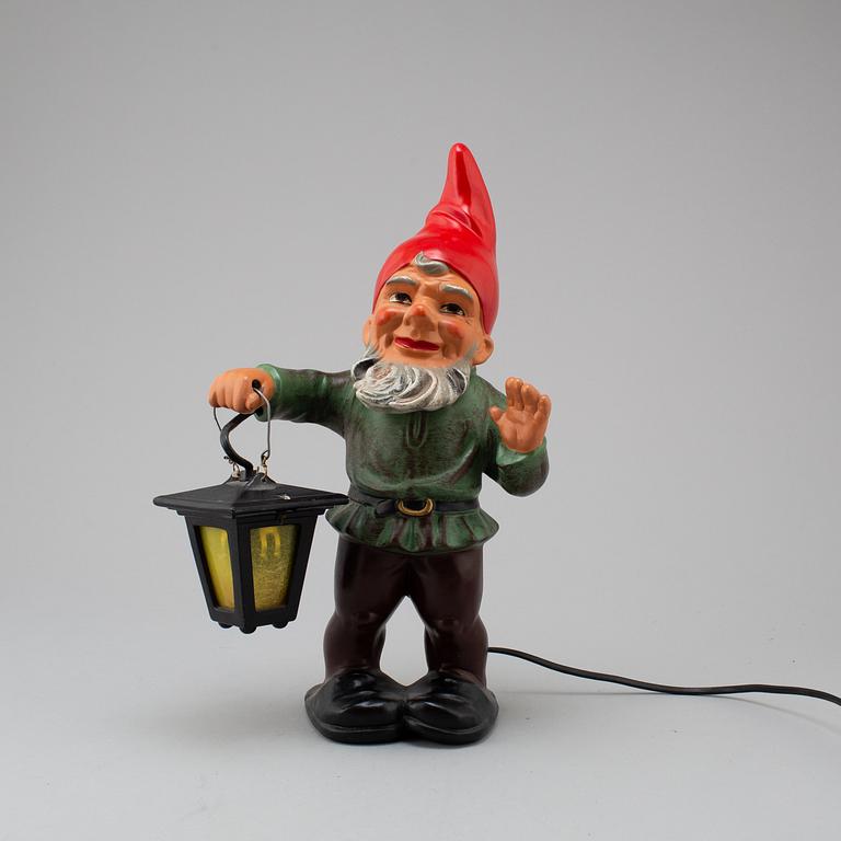 A terracotta gnome with lantern from Heissner, Germany, second half of the 20th Century.