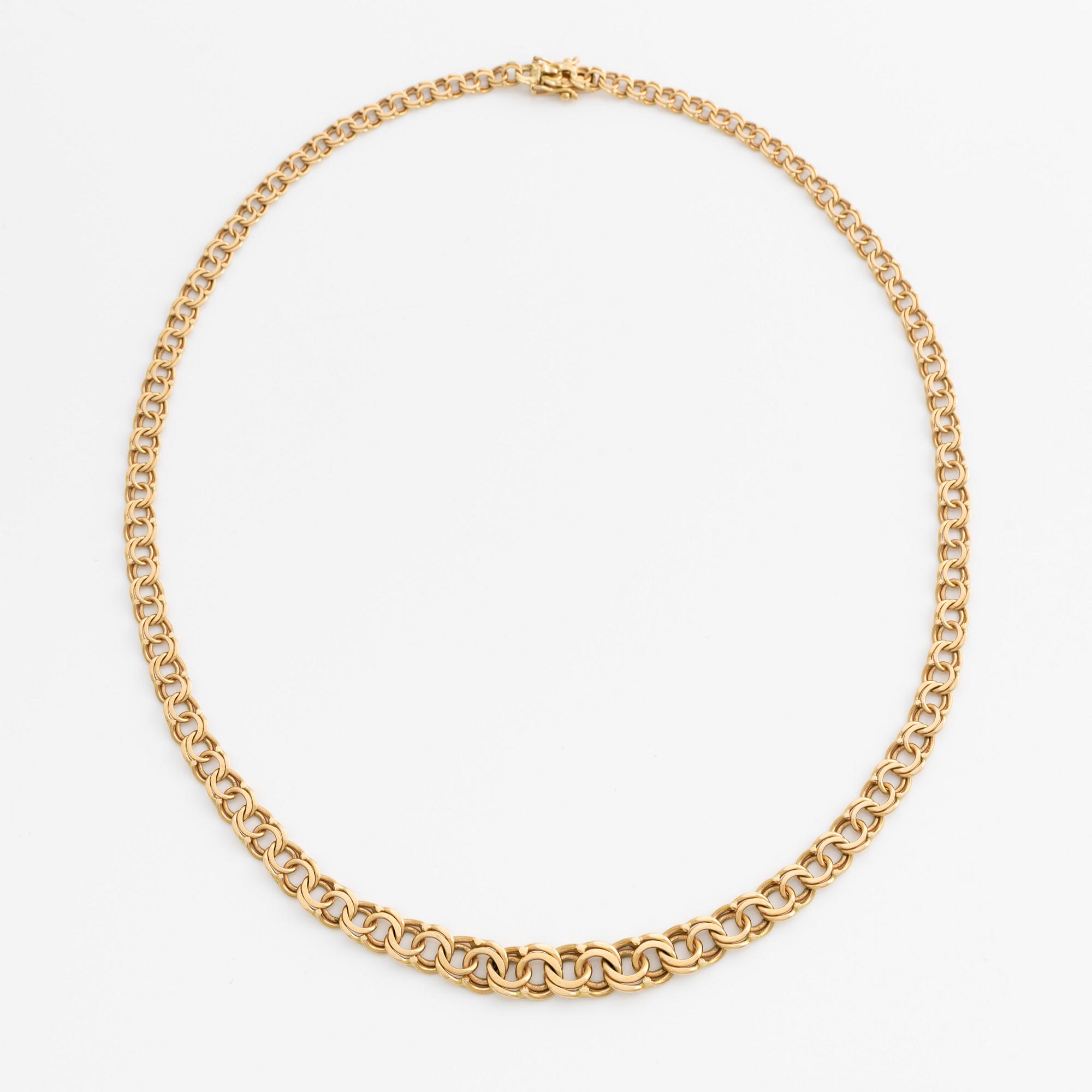 Halskedja, 18K guld, doserad bismarcklänk.