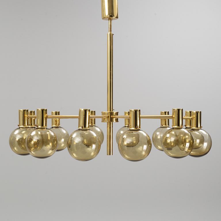 Hans-Agne Jakobsson, a brass and glass chandelier, Markaryd, Sweden.