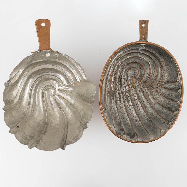 Five copper moulds, 18th/19th Century.