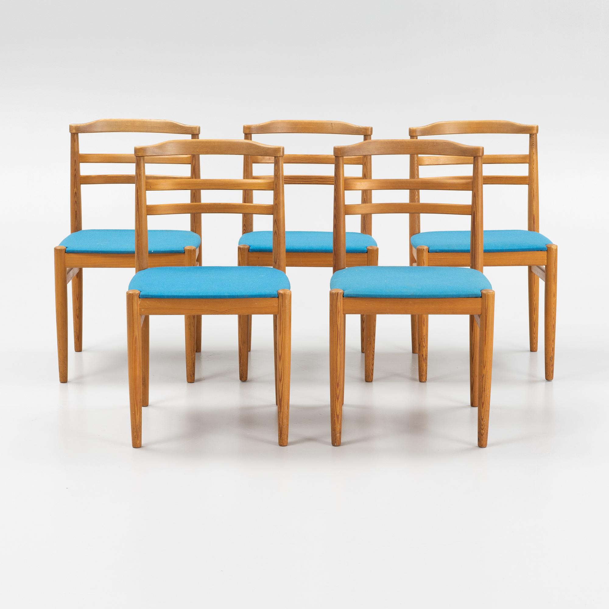 A set of five pine chairs by Yngve Ekström for Swedese, 1970s.