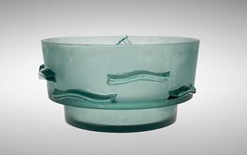 Yrjö Rosola (Rosvall), A BOWL., Ahti. Green, matted glass. Designed 1934.