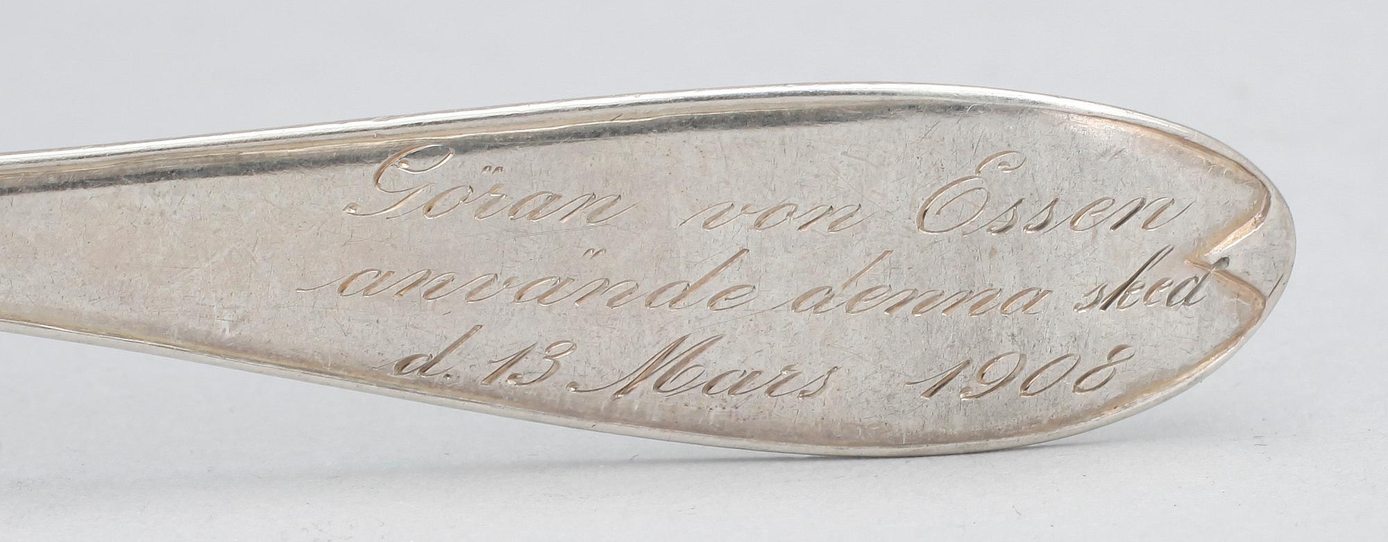 TESKEDAR, silver, 6 st, delvis Jacob Möller, Malmö, 1817. Tot vikt 202 gram.