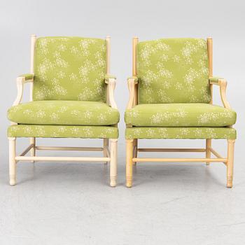 A pair of Gustavian style armchairs, tidigt 2000-tal.
