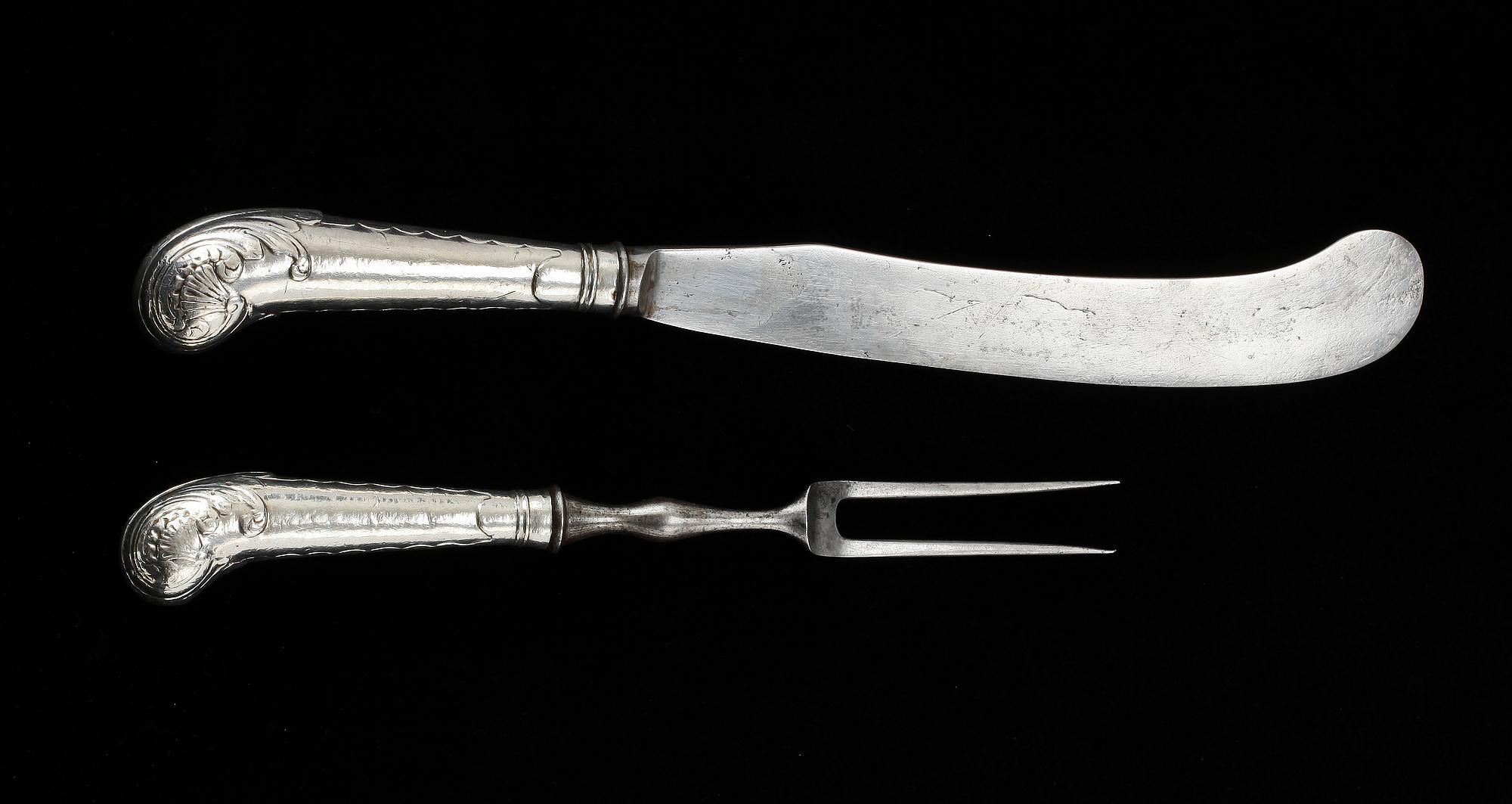 KNIV och GAFFEL, silver och stål, Jeremias Wallbom, Uddevalla, 1776-1807.