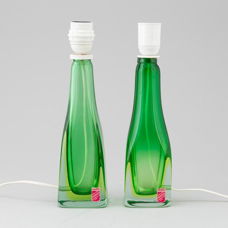 BORDSLAMPOR, ett par, glas, Murano, Italien, 1950-tal.