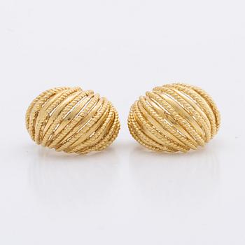 EARRINGS 18K gold, clip mechanism, 15,5 g.