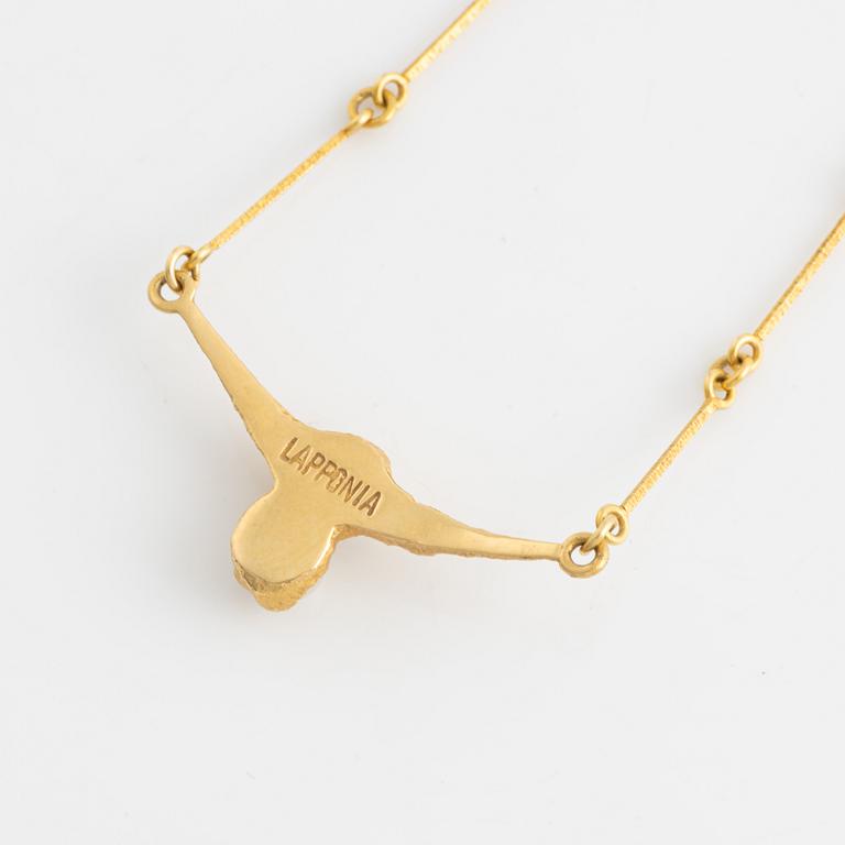 An 18K gold necklace set with a cultured pear, Björn Weckström for Lapponia.